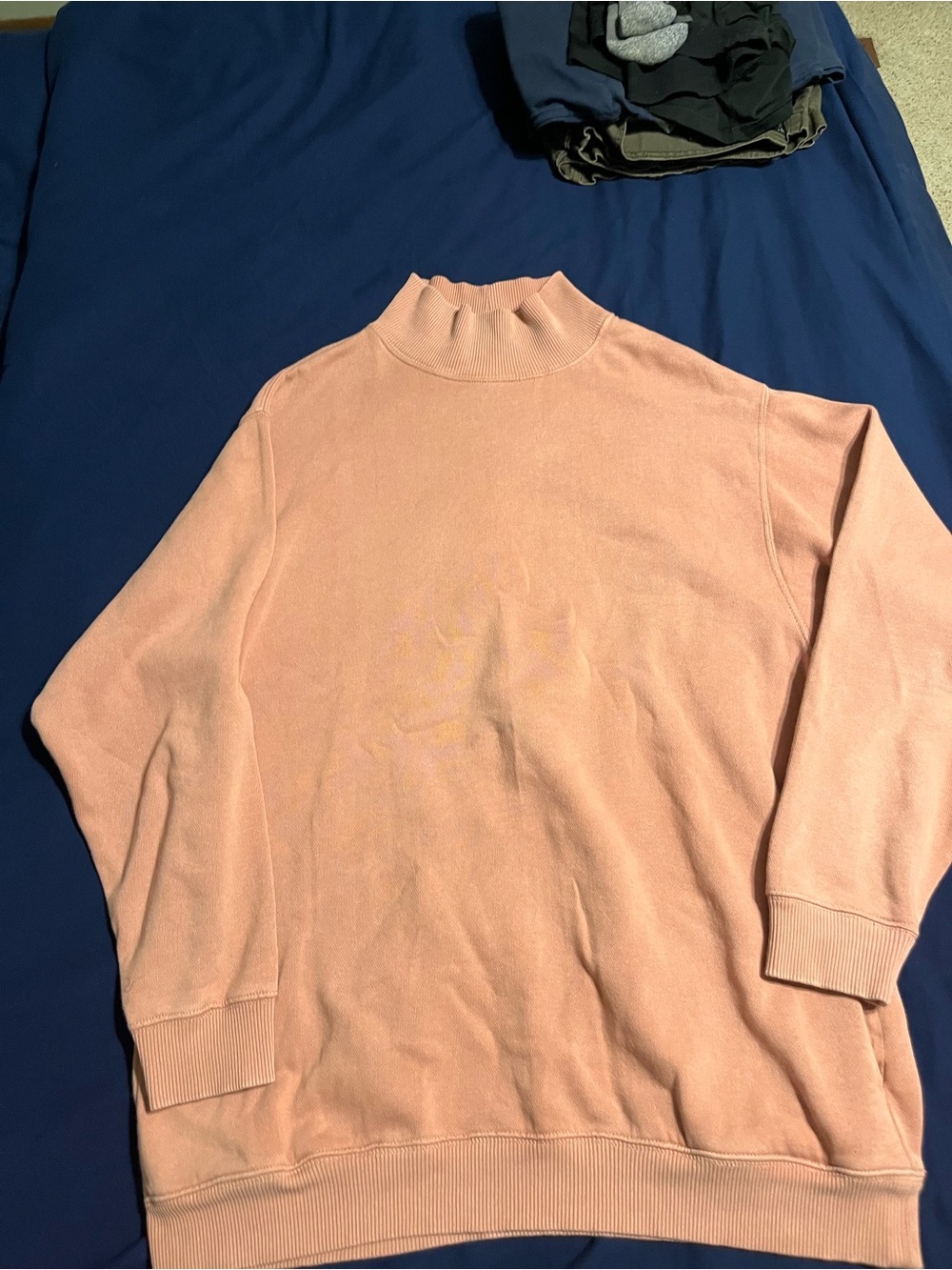 aerie Peach Ribbed Mock Neck Sweatshirt